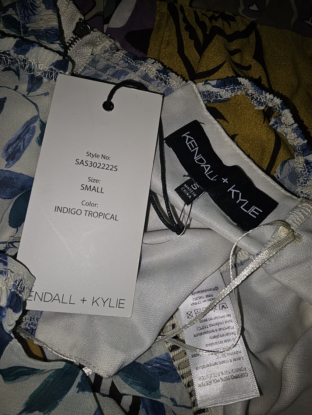 Nwt Kendall & Kylie Jenner Bustier Crop Top In Indigo Tropical - Small — image 8 of 8